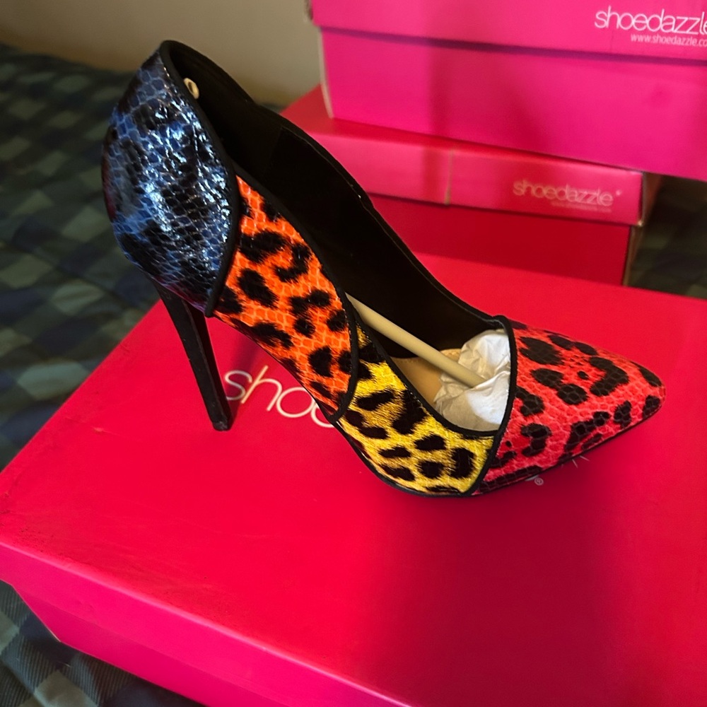 Shoe Dazzle Multicolor Animal Print Heels